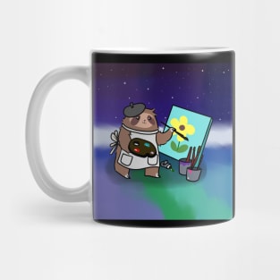 Painter Sloth - Starry Background Mug